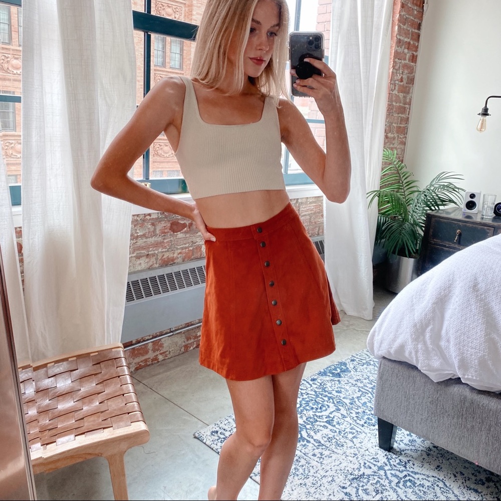 ABERCROMBIE orange suede skirt